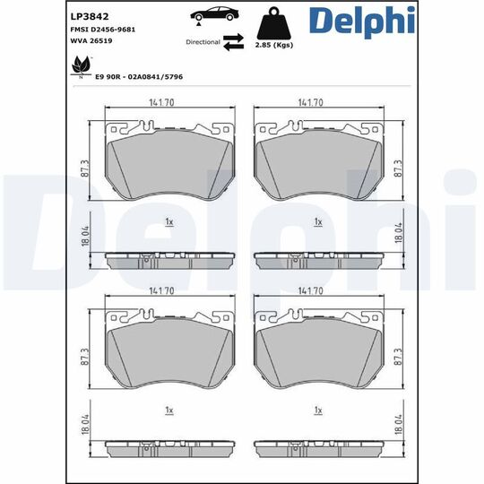 LP3842 - Brake Pad Set, disc brake 