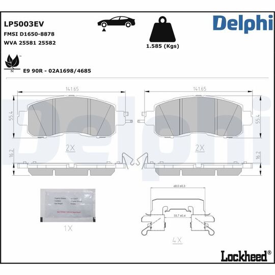 LP5003EV - Piduriklotsi komplekt, ketaspidur 