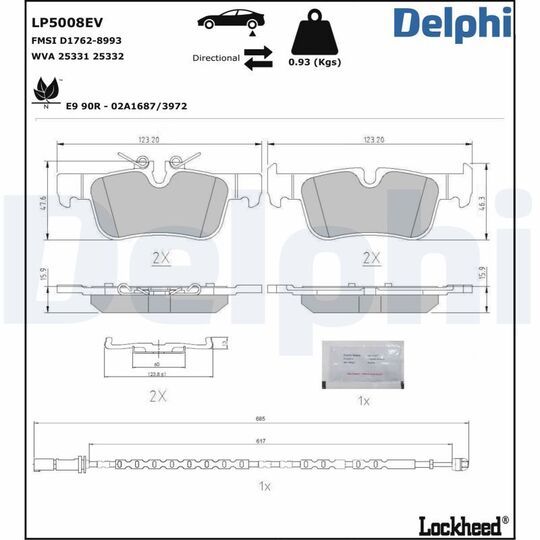 LP5008EV - Piduriklotsi komplekt, ketaspidur 