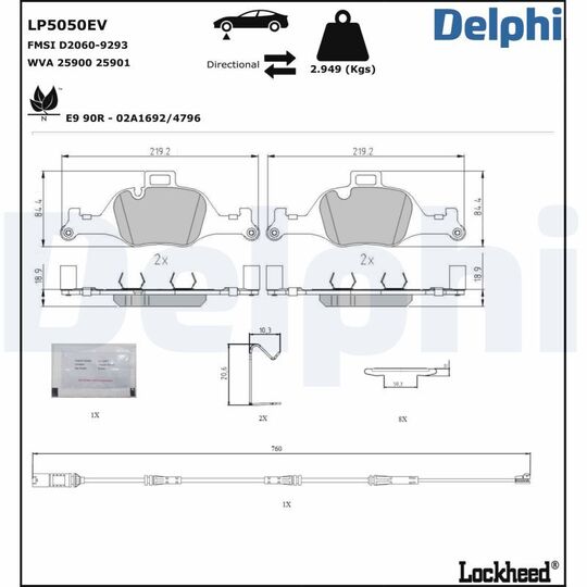 LP5050EV - Piduriklotsi komplekt, ketaspidur 