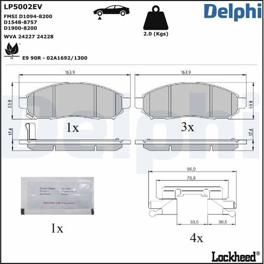 LP5002EV - Brake Pad Set, disc brake 