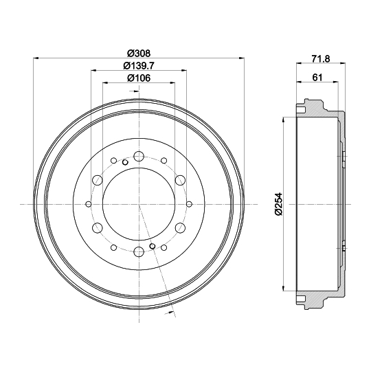 8DT 355 302-421 - Brake Drum 