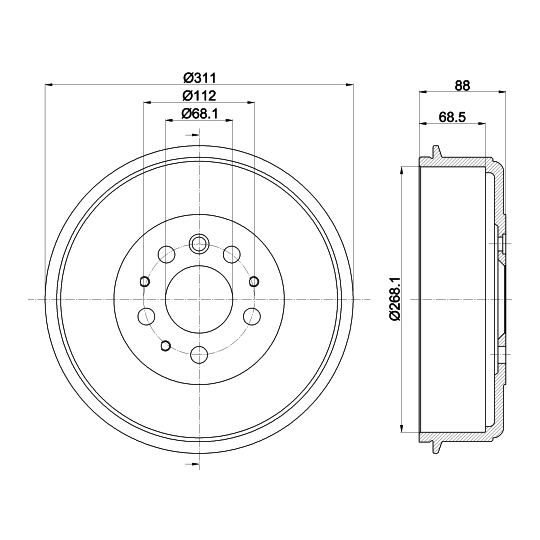 8DT 355 301-721 - Brake Drum 