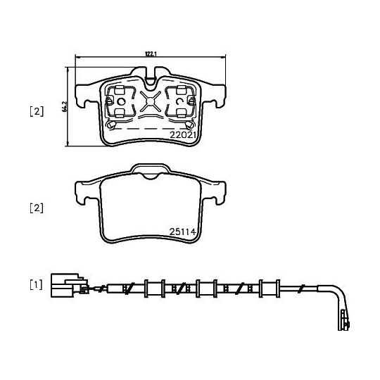 8DB 355 021-561 - Piduriklotsi komplekt,ketaspidur 