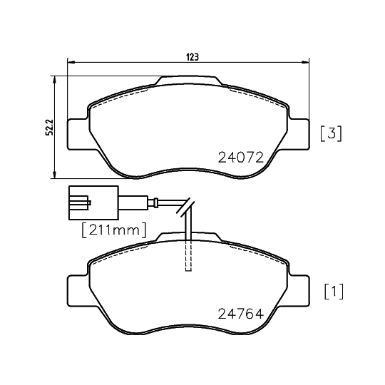 8DB 355 014-471 - Piduriklotsi komplekt,ketaspidur 