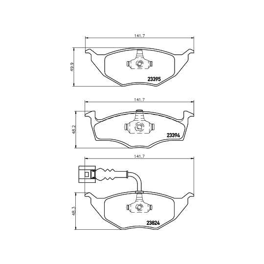 8DB 355 009-021 - Piduriklotsi komplekt,ketaspidur 