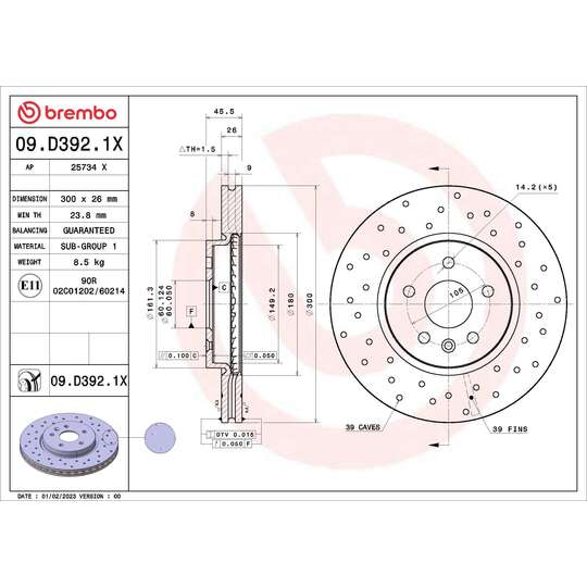 09.D392.1X - Brake Disc 