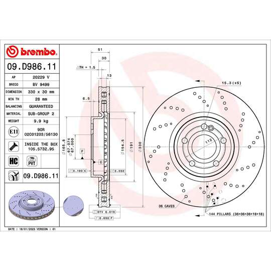 09.D986.11 - Brake Disc 