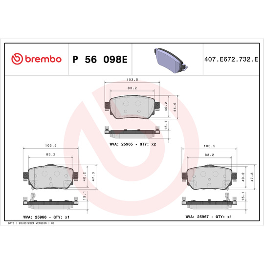 P 56 098E - Brake Pad Set, disc brake 