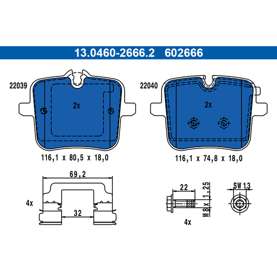 13.0460-2666.2 - Brake Pad Set, disc brake 