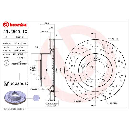 09.C500.1X - Brake Disc 