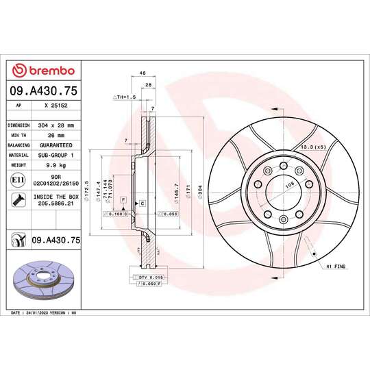 09.A430.75 - Brake Disc 