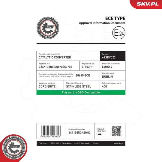 62SKV023 - Catalytic Converter 