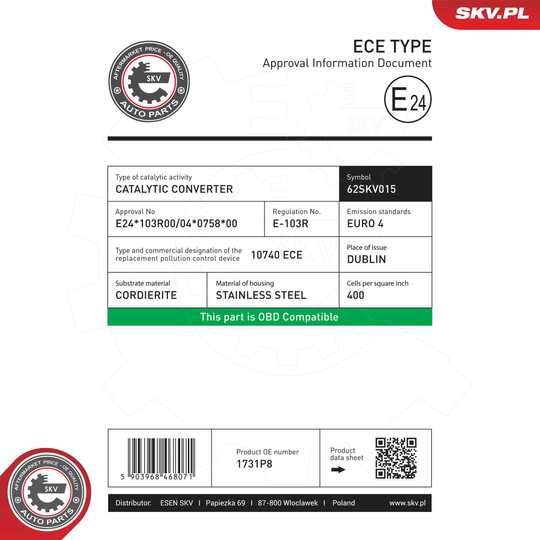 62SKV015 - Catalytic Converter 