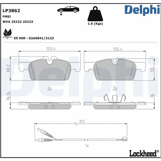 LP3862 - Brake Pad Set, disc brake 