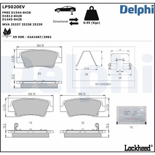 LP5020EV - Piduriklotsi komplekt, ketaspidur 