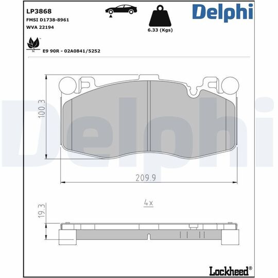 LP3868 - Brake Pad Set, disc brake 