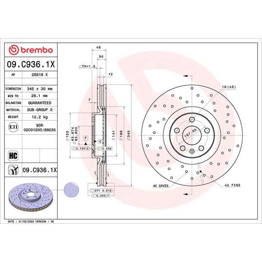 09.C936.1X - Brake Disc 