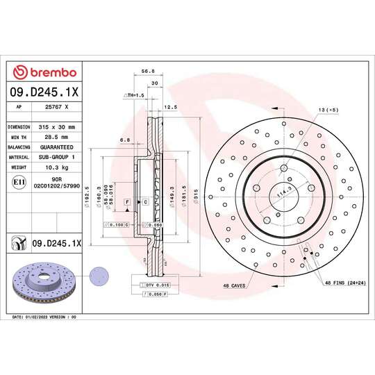 09.D245.1X - Brake Disc 