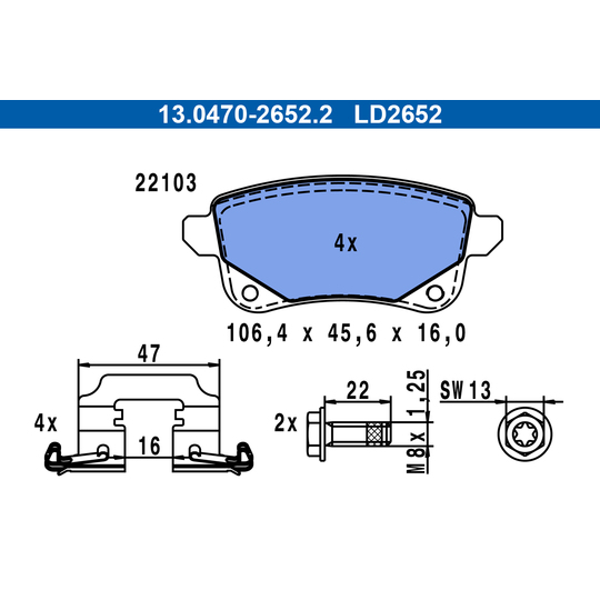 13.0470-2652.2 - Brake Pad Set, disc brake 