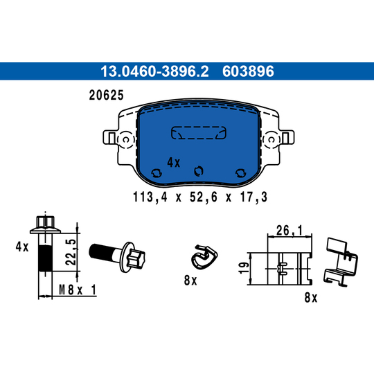 13.0460-3896.2 - Brake Pad Set, disc brake 