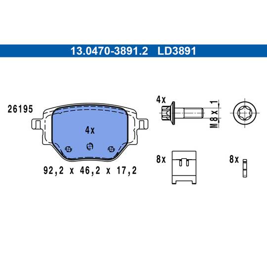 13.0470-3891.2 - Brake Pad Set, disc brake 