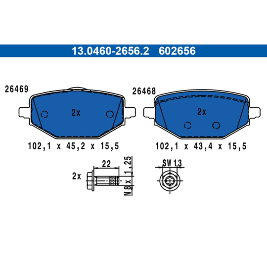 13.0460-2656.2 - Brake Pad Set, disc brake 