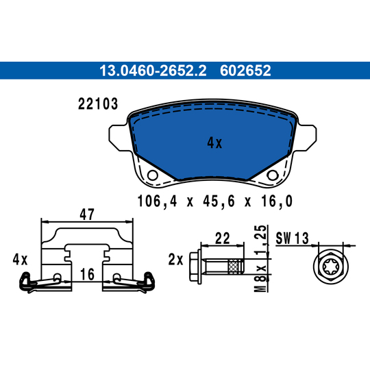 13.0460-2652.2 - Brake Pad Set, disc brake 