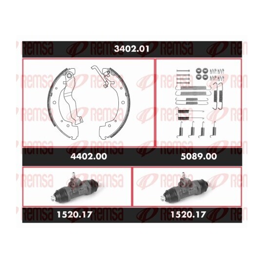 3402.01 - Pidurikomplekt,trummelpidur 