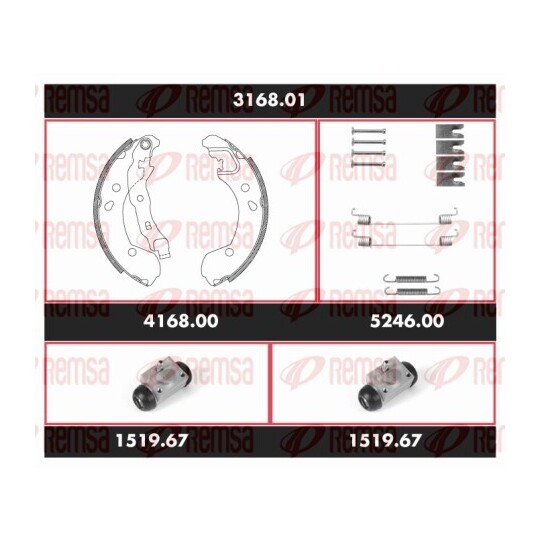 3168.01 - Pidurikomplekt,trummelpidur 