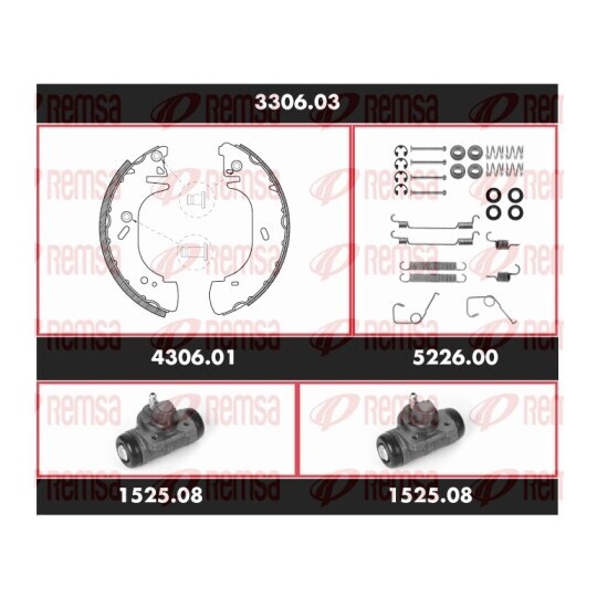 3306.03 - Pidurikomplekt,trummelpidur 