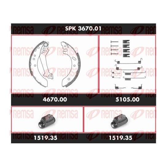 SPK 3670.01 - Pidurikomplekt,trummelpidur 