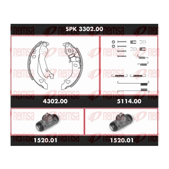 SPK 3302.00 - Pidurikomplekt,trummelpidur 