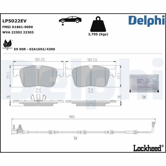 LP5022EV - Brake Pad Set, disc brake 