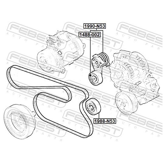 1988-N53 - Deflection/Guide Pulley, v-ribbed belt 