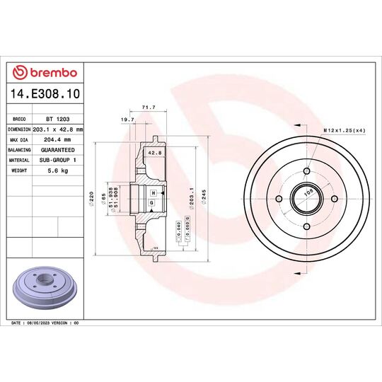 14.E308.10 - Brake Drum 