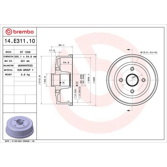 14.E311.10 - Brake Drum 