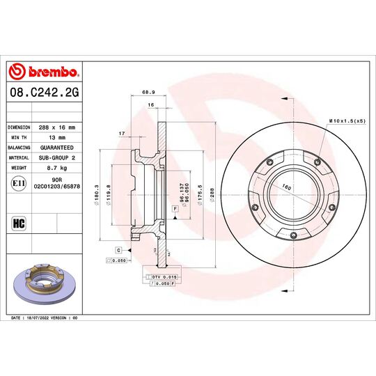 KT 10 013 - Brake Set, disc brake 