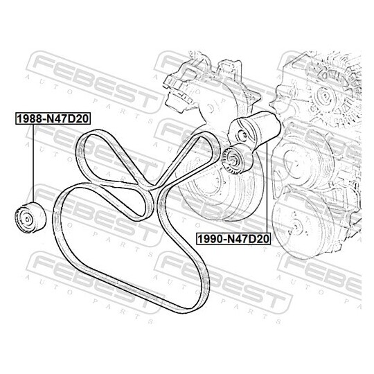 1990-N47D20 - Belt Tensioner, v-ribbed belt 