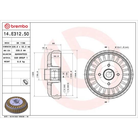 14.E312.50 - Brake Drum 