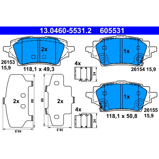 13.0460-5531.2 - Brake Pad Set, disc brake 