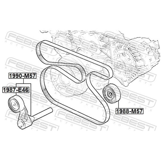 1990-M57 - Belt Tensioner, v-ribbed belt 