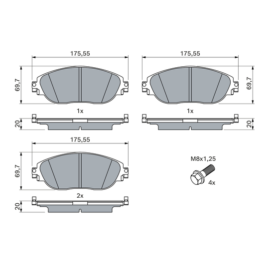 0 986 424 628 - Brake Pad Set, disc brake 