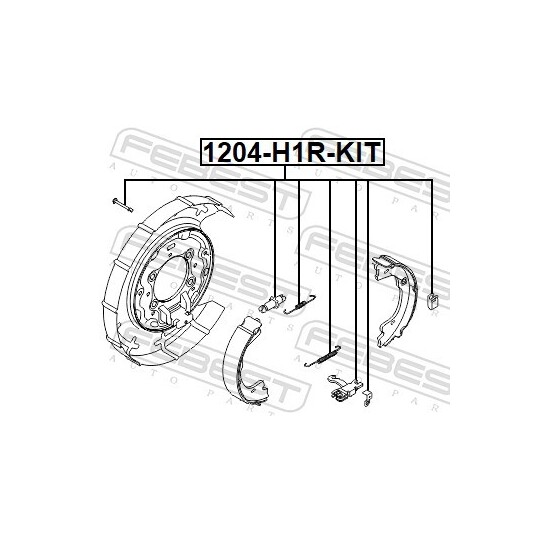 1204-H1R-KIT - Tillbehörssats, bromsbackar, parkeringsbroms 