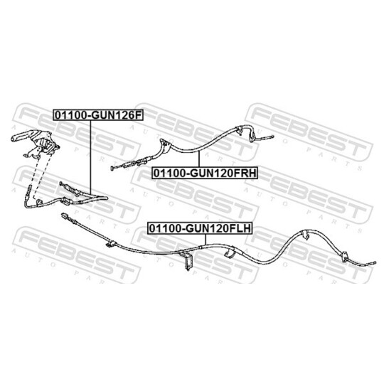 01100-GUN120LH - Cable, parking brake 