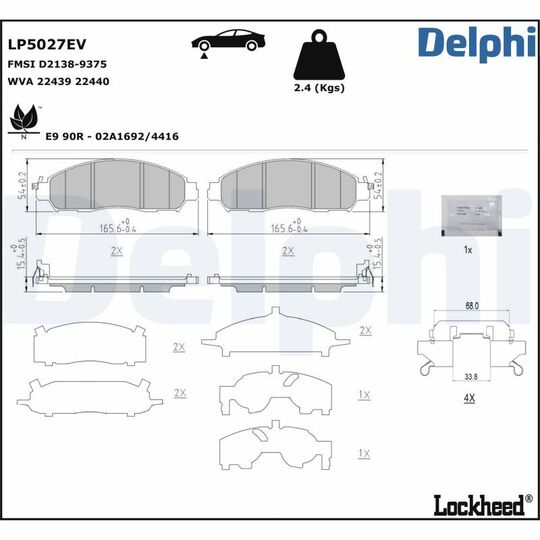 LP5027EV - Piduriklotsi komplekt, ketaspidur 