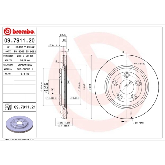 09.7911.20 - Brake Disc 