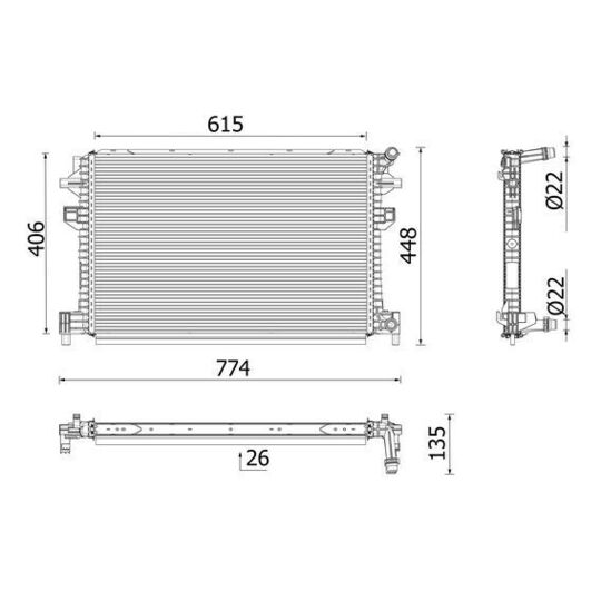 CR 959 001P - Radiator, engine cooling 