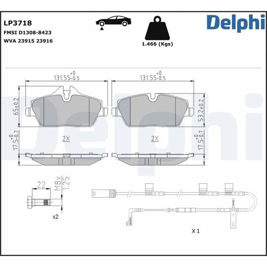 LP3718 - Brake Pad Set, disc brake 