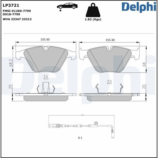 LP3721 - Brake Pad Set, disc brake 